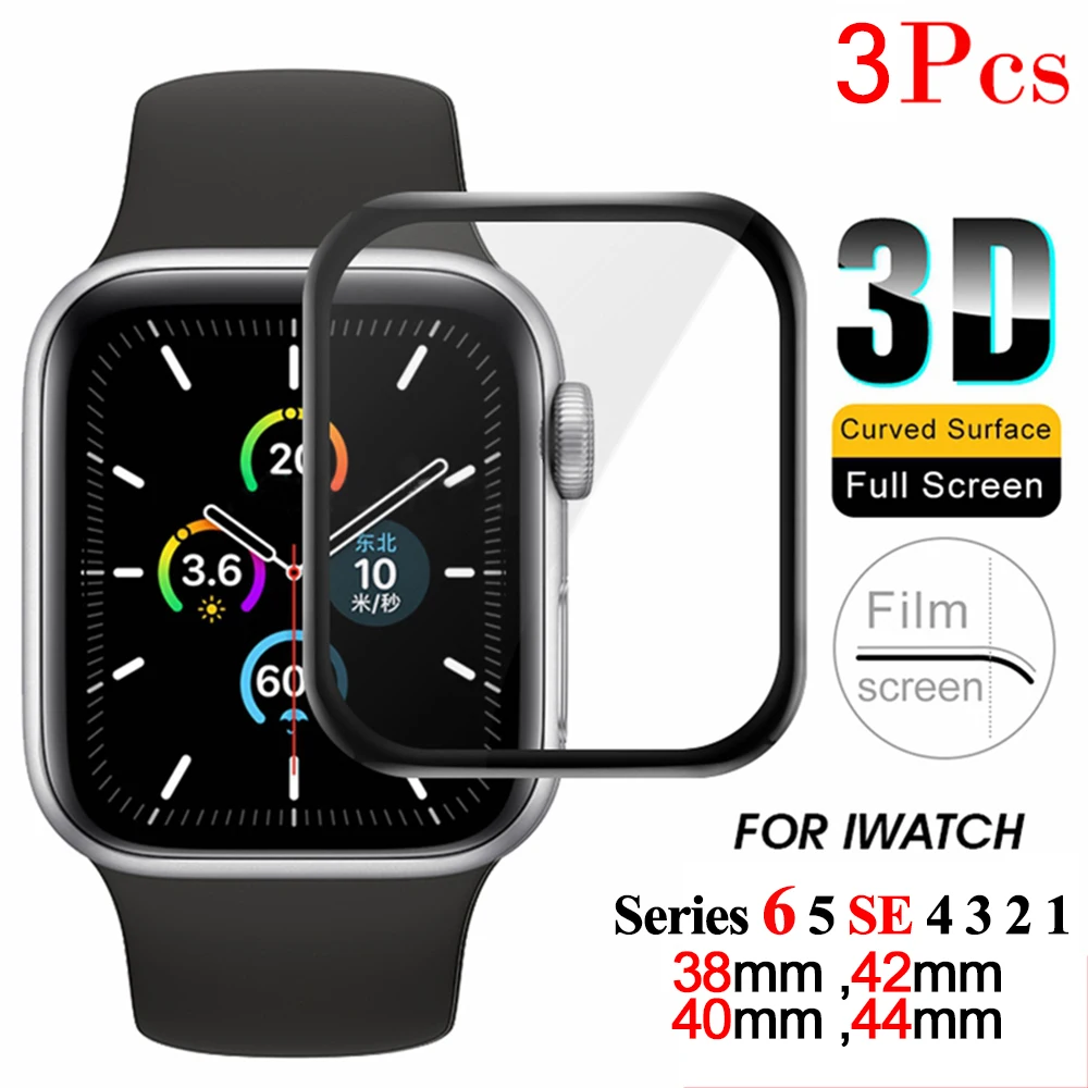 Полное покрытие Экран протектор для наручных часов Apple Watch серии 6 5 SE 4 3 2 1 Защитная