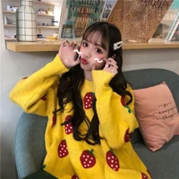 2021 autumn and winter new womens korean version of loose printed cute sweater casual pullover turtleneck jumper wn