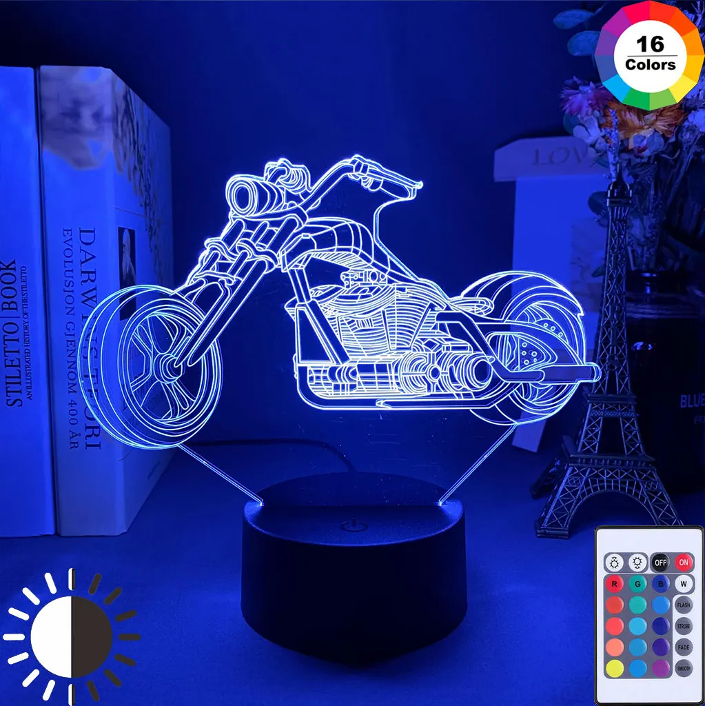 

3D Illusion Lamp Motocycle Nightlight for Child Bedroom Decor Color Changing Atmosphere Event Prize Led Night Light Motocycle