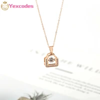 flashing heart stainless steel necklace inlaid cubic zirconia pendant girl necklace wedding party gift