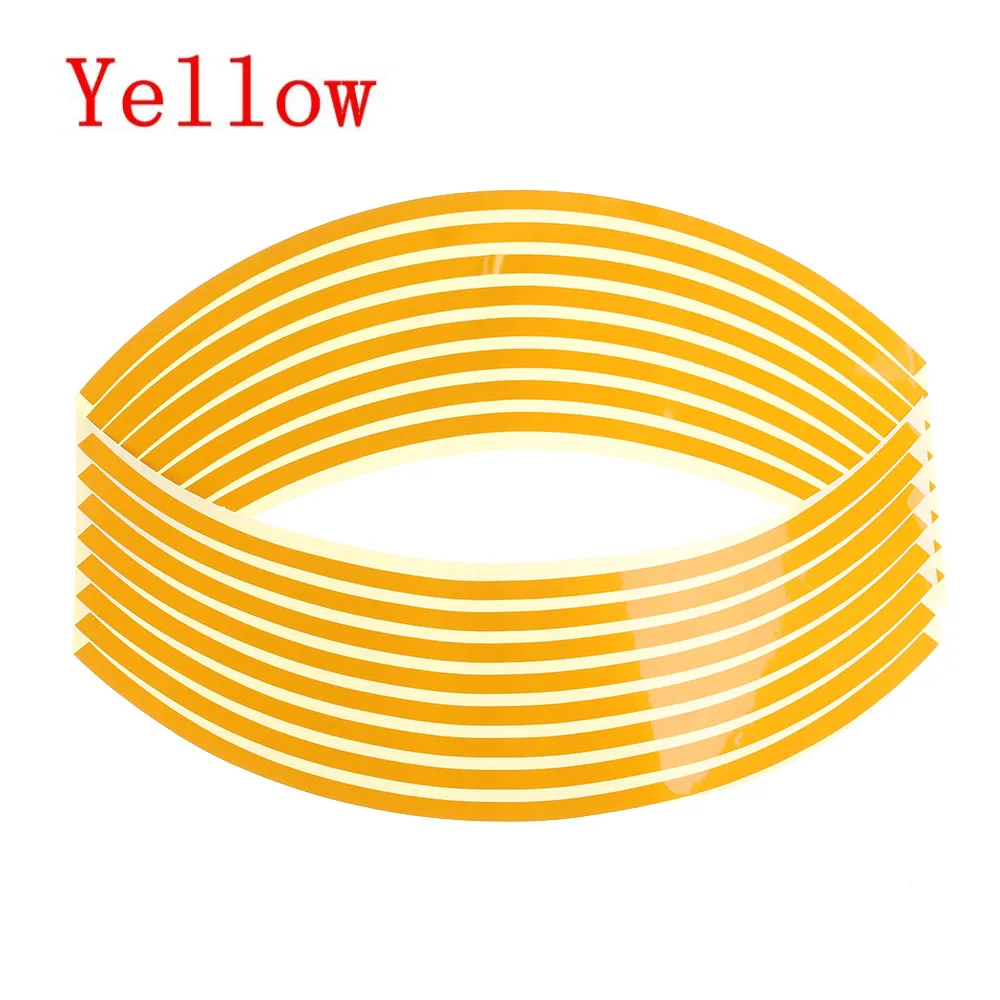yellow 16 шт. наклейки на колеса автомобиля 1" 18" полоски Светоотражающие ободные ленты для мотоцикла автомобильные наклейки - Цвет: yellow