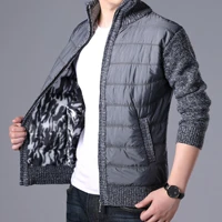 spring winter new mens cardigan single breasted fashion knit plus size sweater stitching colorblock stand collar coats jackets