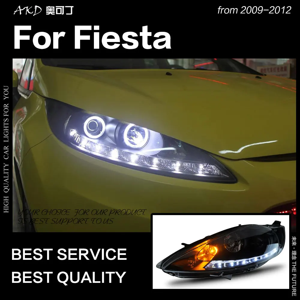 AKD автостайлинг фары для Ford Fiesta 2009 2012 светодиодный ные DRL Hid Биксеноновые