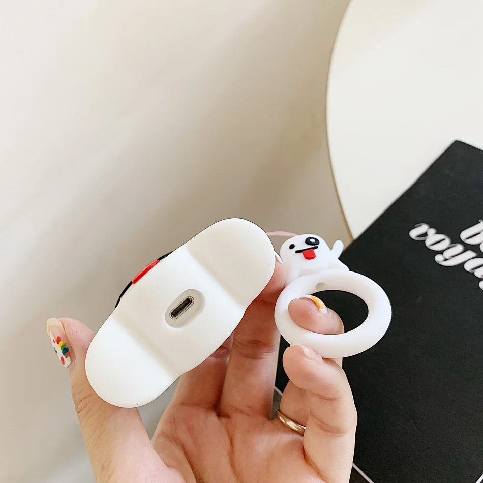 Earphone Case For Airpods 2 Case Silicone Bear Cat Pig Cartoon Headphones Cover For Apple Air pods 1 Case For Earpods Key ring
