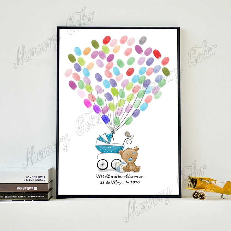 

Personalized Theme Name Date Baby Car Fingerprint DIY Guestbook For Baby Shower Kids Birthday Party Baptism Decoration (Ink Pad Inlcuded)