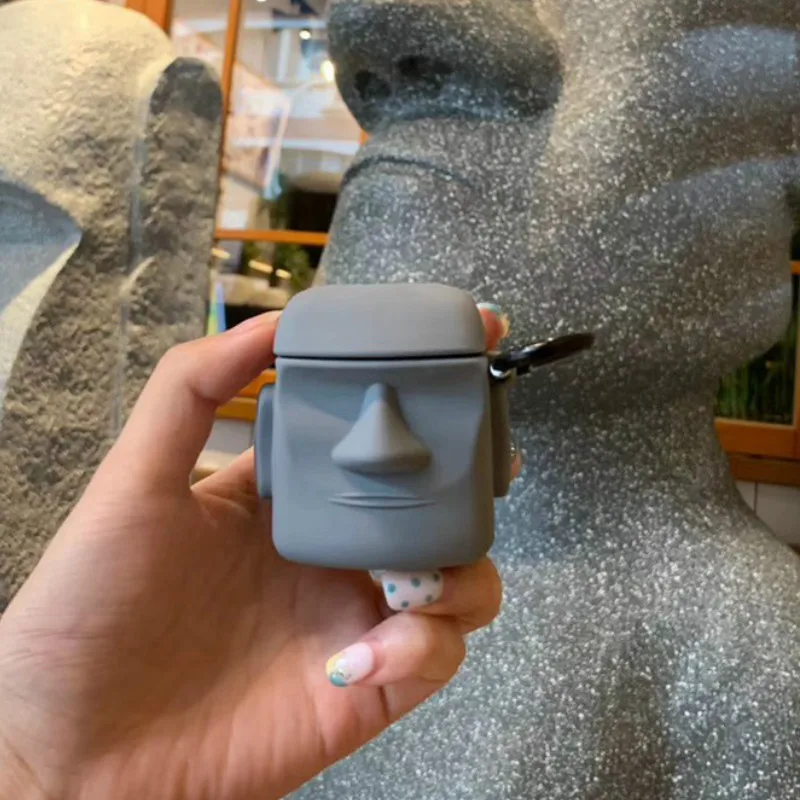 Забавный 3D чехол для наушников AirPods силиконовый Apple Air Pods 2 кольцевой ремешок |