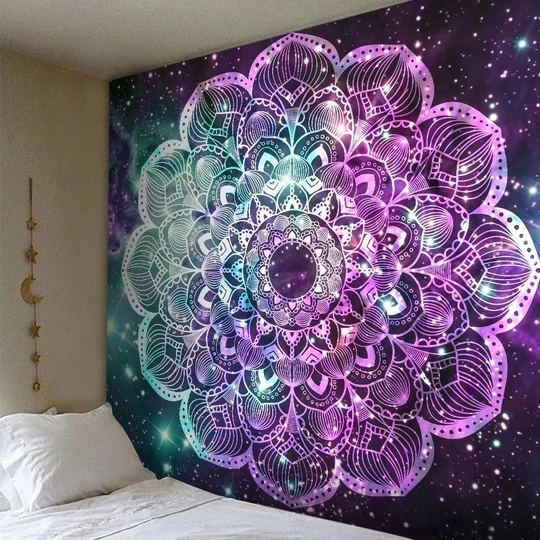 

3D Shining Mandala Pattern Hippie Tapestry Wall Hanging Hippie Tapestries Wall Cloth Carpet Boho Bed Cover Home Decor