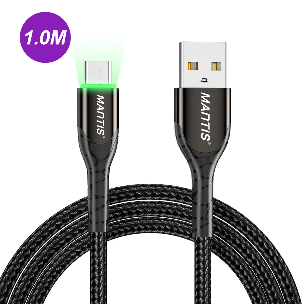 1M Black MANTIS 3 м 2 м светодиодный кабель Micro Usb для samsung Xiaomi 3A Быстрая зарядка зарядное устройство через Micro Usb Android мобильный телефон кабель для передачи данных - Цвет: 1M Black