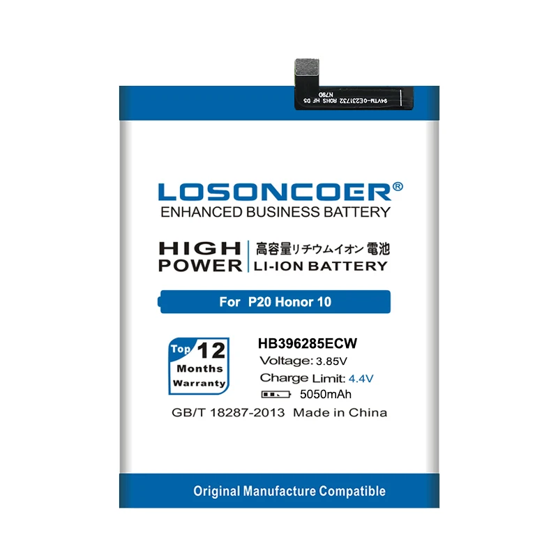 Аккумулятор LOSONCOER HB396285ECW 5050 мач для Huawei P20 Honor 10 5 1 4 2 2|Аккумуляторы мобильных