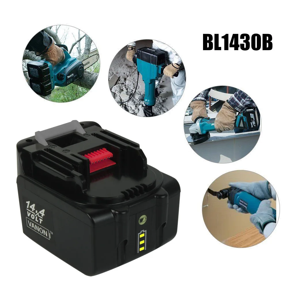 VANON для Makita BL1430B 14,4 В 4000 мАч литий-ионная аккумуляторная батарея со светодиодный 4.0Ah запасные батареи для электроинструментов BL1430 BL1415