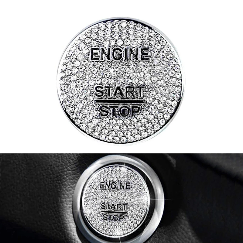

Bling Авто Запуск Кнопка зажигания двигателя Серебряный Кристалл Наклейка