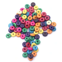 200pcs wood spacer beads wooden flat circle ring round mixed for charm necklaces jewelry diy finding 10mm 38