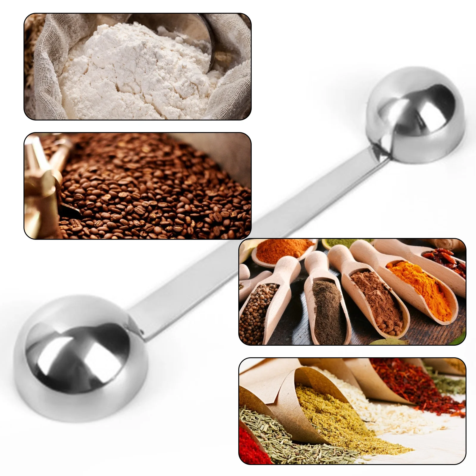 

Stainless Steel Coffee Scoop Tea Coffee Measuring Spoon Double End Sugar Milk Tablespoon With Scale Kitchen Coffee Accessories