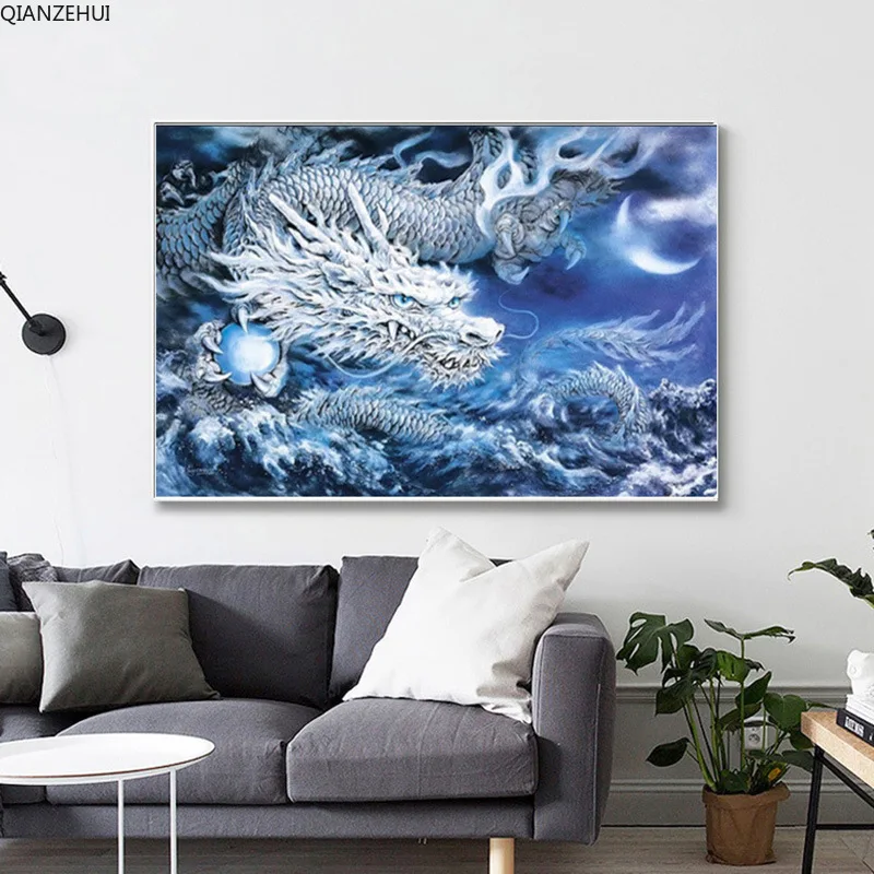 КВЯНьЦЗЭХУЙ ДИУАЙ 5Д Диамантовая вышивка Круглый пейзаж Потоки воды Полная картина с камнями на крестике.