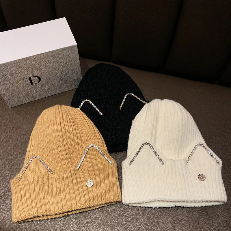 

HT004 New Winter Hat for Women Cashmere Knitted Beanies Thick Warm Ladies Hat Female Beanie Hats
