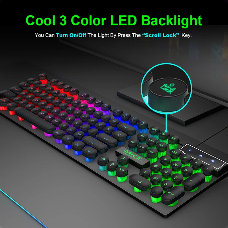 AK800 Механическая игровая клавиатура 3 цвета светодиодный RGB подсветка USB