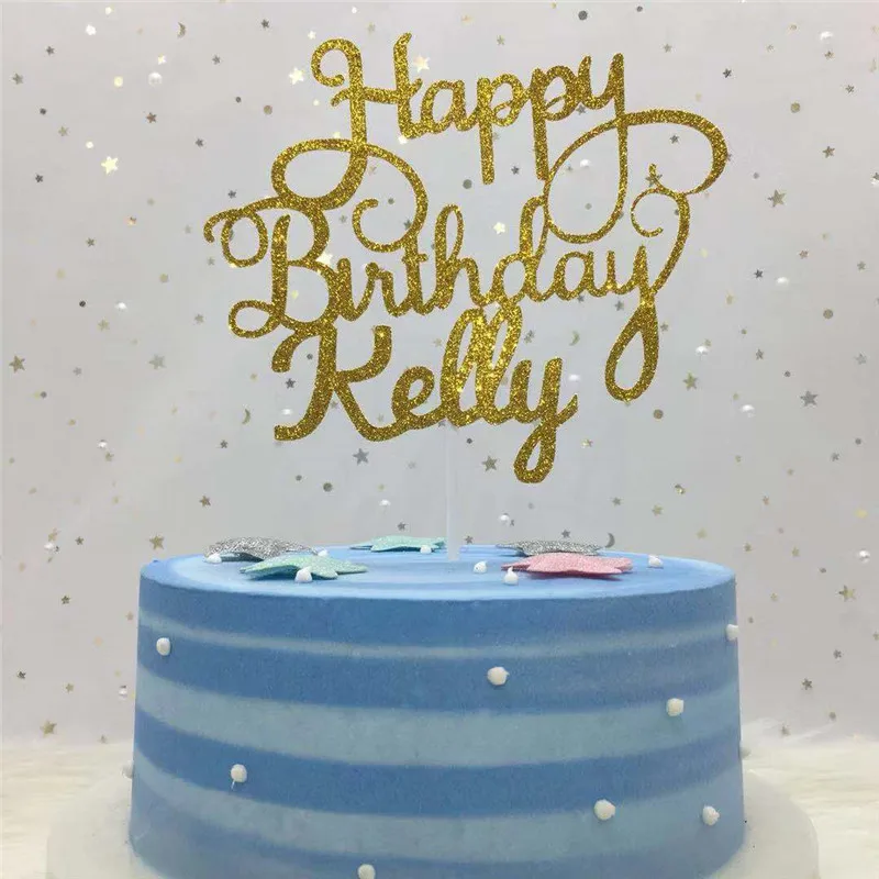 Расширенный блеск С Днем Рождения изготовленный на заказ Топпер для торта