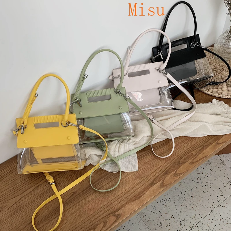 

New Fashion Shoulder Crossbody Bags for Women 2020 Designer PVC Transparent Beach Bag Woman Handbag Purse Clear Bag sac a main