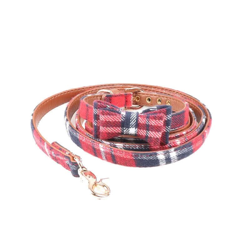 Ошейник для домашних животных кошек бандана маленьких собак клетчатый бант шарф