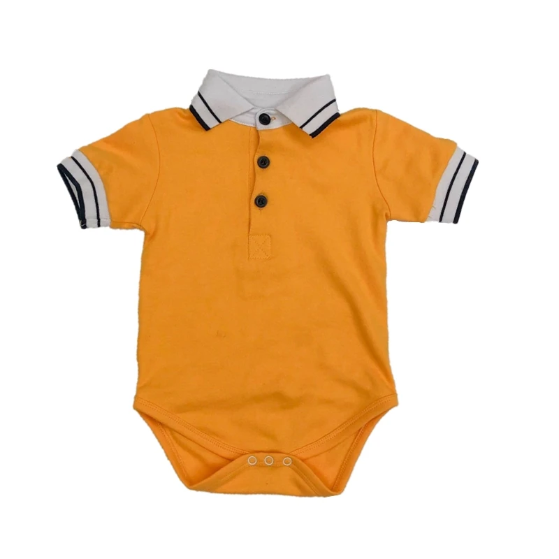 Infant Baby Twins Clothes Short Sleeve Lapel Collar Rompers Brother and Sister Clothing Solid Color One Piece Cotton Playsuit - Цвет: Boy