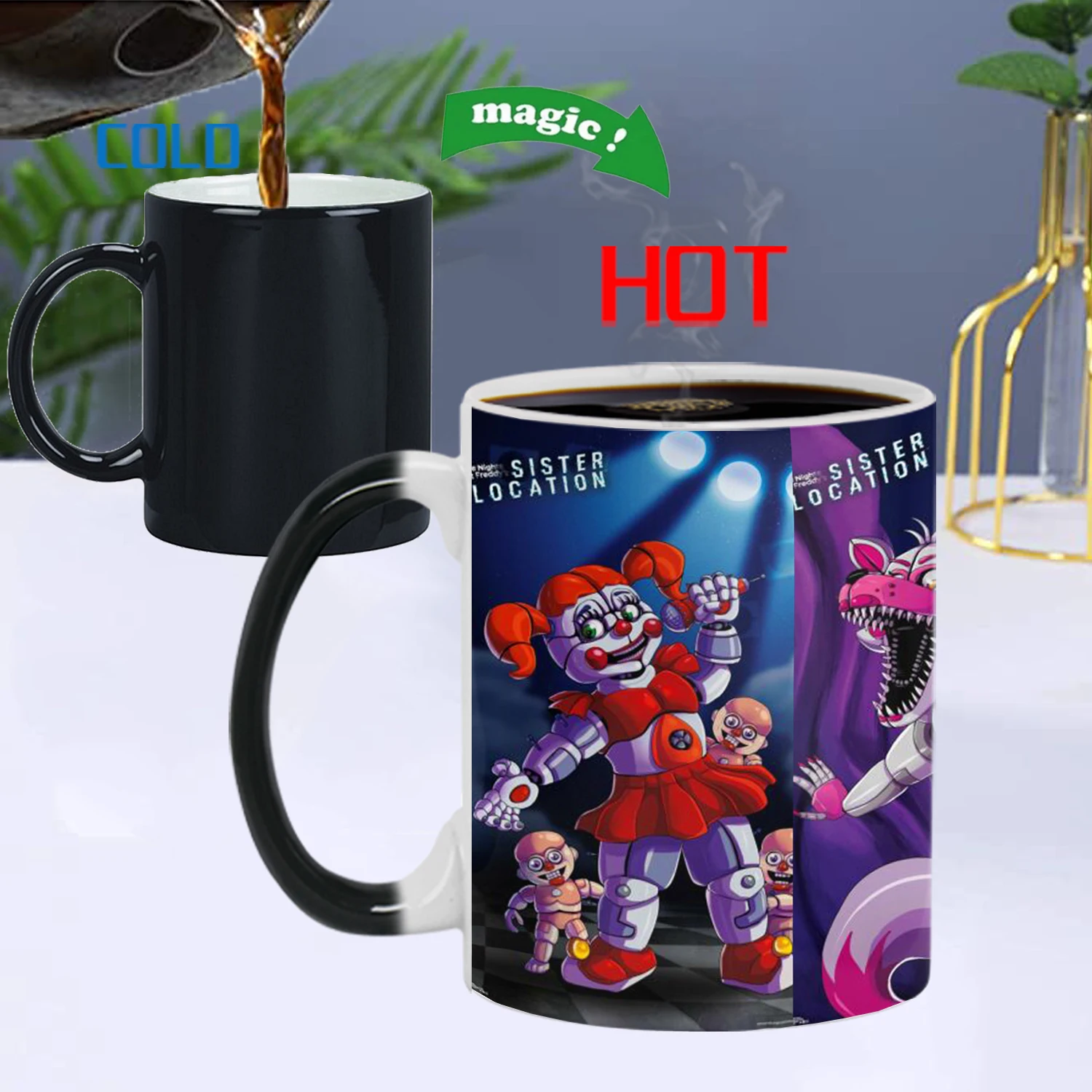 

Creative Cartoon Freddy Ceramic Color Changing Cup, Office Breakfast Coffee Milk Tea Cup, Lovely Fun Christmas Birthday Gift