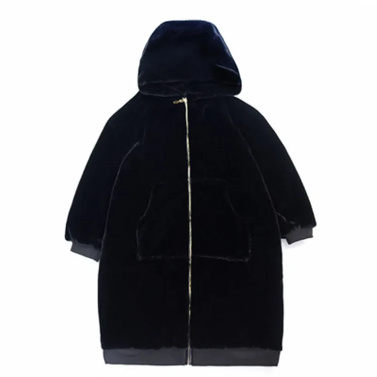 

New Imitate Rex Rabbit Fur Thickened Long Section Loose Hooded Fur Coat Woolen Women's Coat Warm
