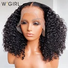 Парик Wigirl бразильский кудрявый афро кудрявый из человеческих волос с кружевом спереди, парик с короткой глубокой волной для черных женщин