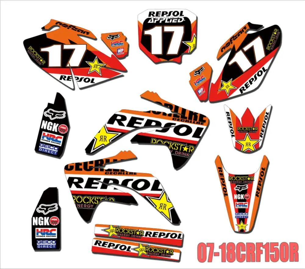 CRF150R 2007 2018 мотоцикл новая команда Графика фон наклейка Стикеры для Honda CRF 150R 2008 2009