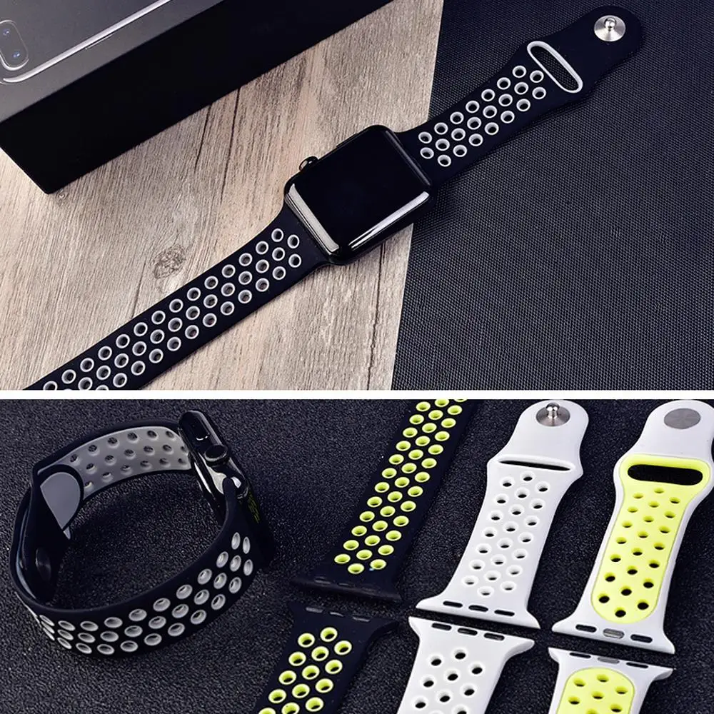 Спортивный ремешок для часов для apple watch группа 4 5 44 мм 40 мм, 42 мм, 38 мм, версия наручных часов iwatch, браслет series 5/4/3/2/1 силиконовый ремешок для часов с резиновой лентой