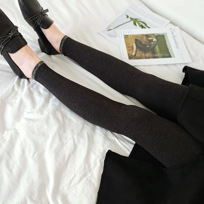 Осень-зима хлопковые блестящие колготки полосатые без пятки высокие эластичные