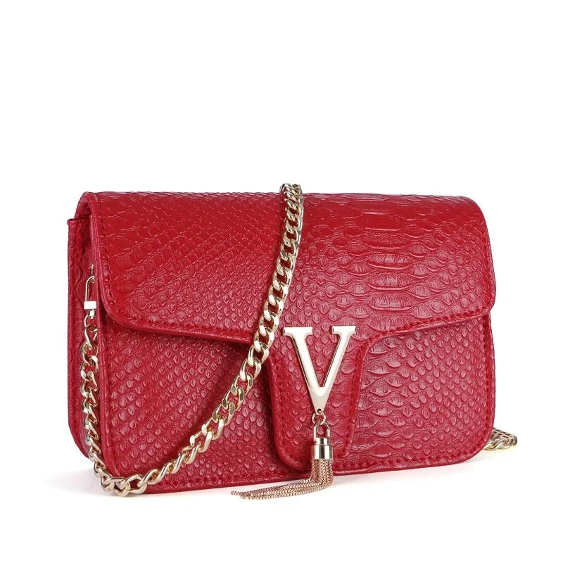 Dark red Сумки из крокодиловой кожи, женская сумка высокого качества, женские сумки через плечо, испанская брендовая сумка на плечо с цепочкой, женская сумка Bolsos - Цвет: Dark red