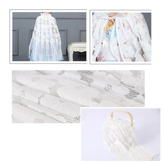 Женская белая кружевная накидка принцессы с кисточками накидки для Хэллоуина