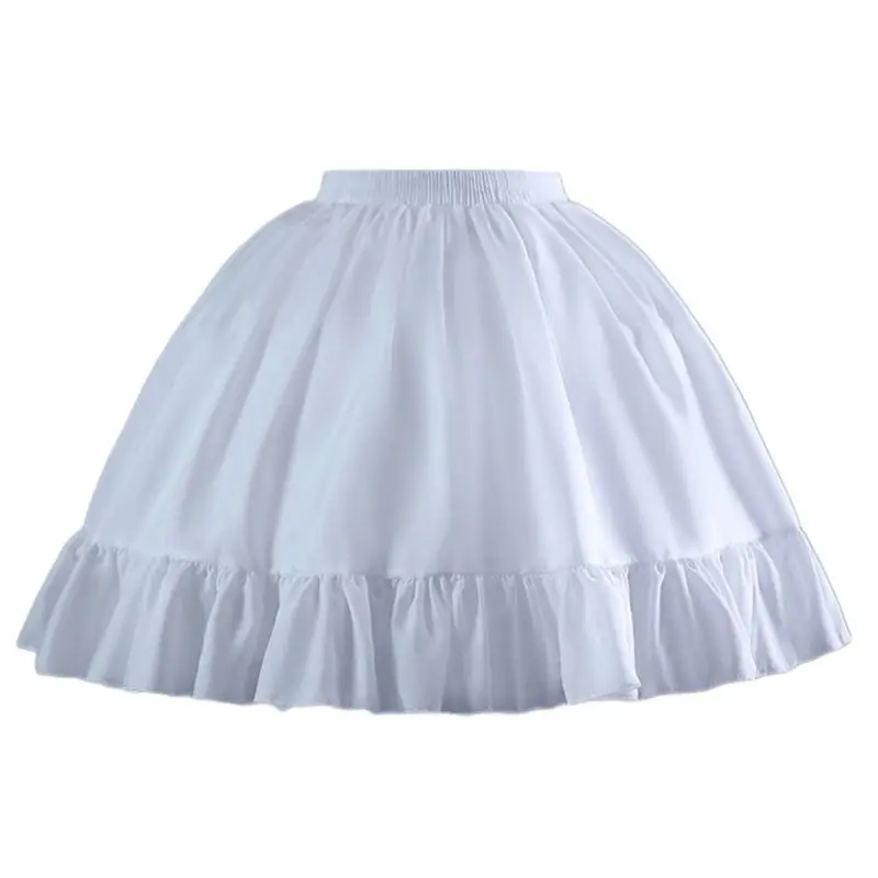 

Womens Lolita Cosplay Short Petticoat Ruffles Single Hoop Crinoline Underskirt Elastic Waist Bridal Wedding Skirt Slips