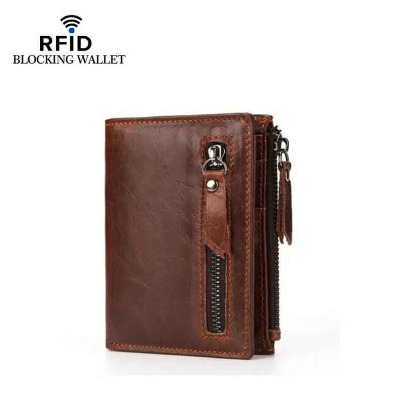 Новинка 2020 хит продаж мужской тонкий бумажник из натуральной вощеной кожи RFID