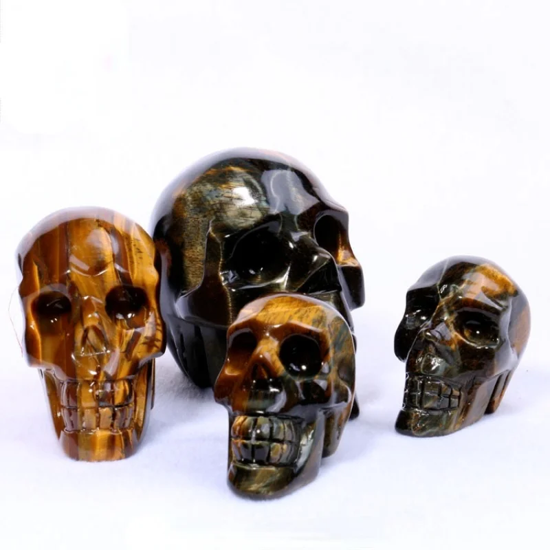 

Hot Selling Natural Tiger Eye Crystal Skulls Golden Tiger Eye Skulls For Decoration