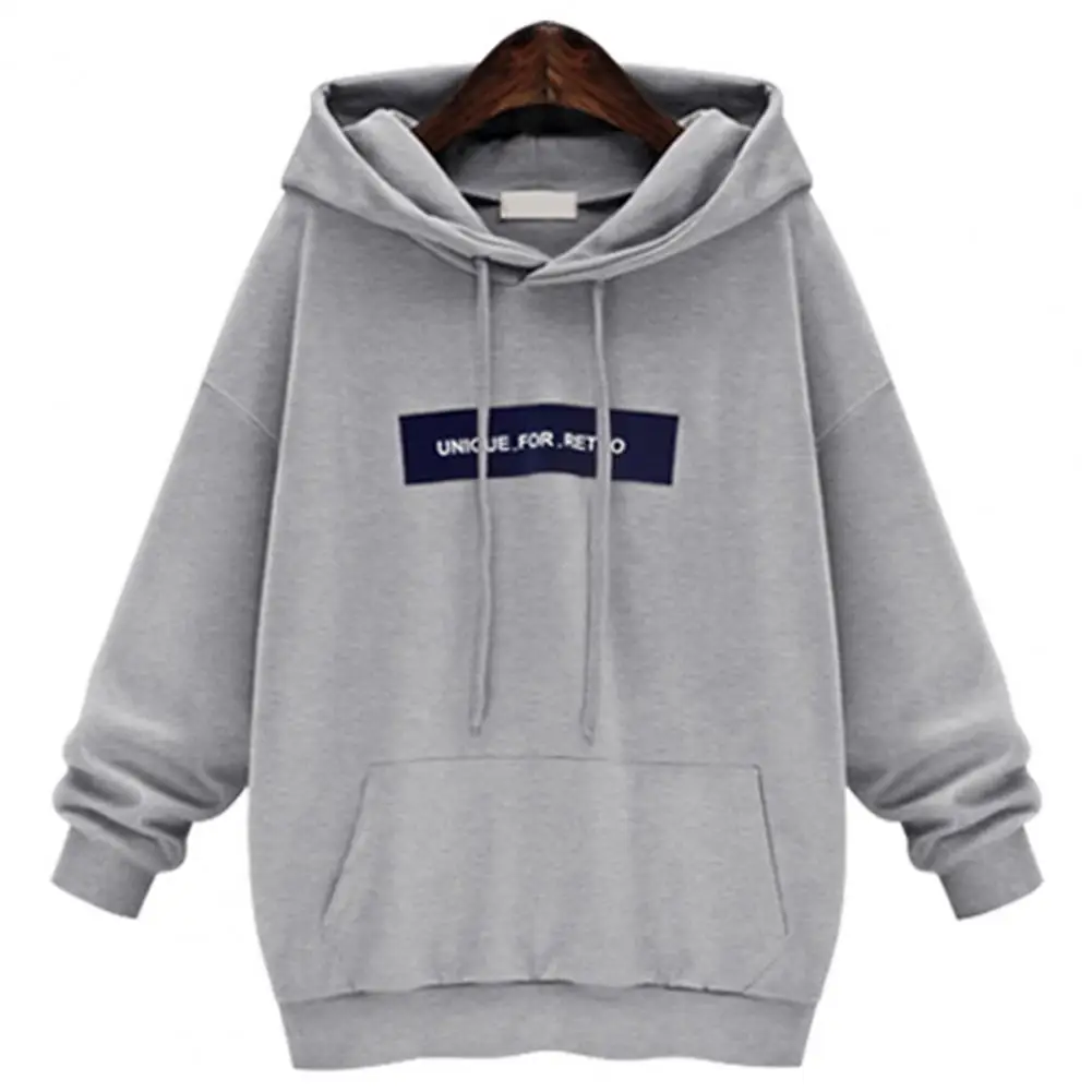 Women Sweatshirts Long Sleeve Pocket Letters Print Plush Hoodie Autumn Winter Sweatshirt Women's Clothing 2021