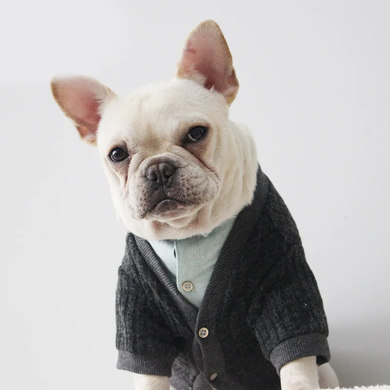 Вязаное пальто для собак зимняя одежда домашних питомцев С V образным вырезом