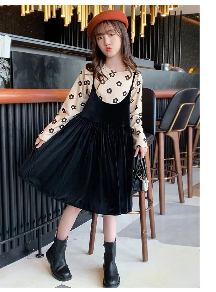 

Autumn 2021 Burst Two-piece Girl Dress Korean Version of The Autumn Long-sleeved Princess Dress Children Clothes