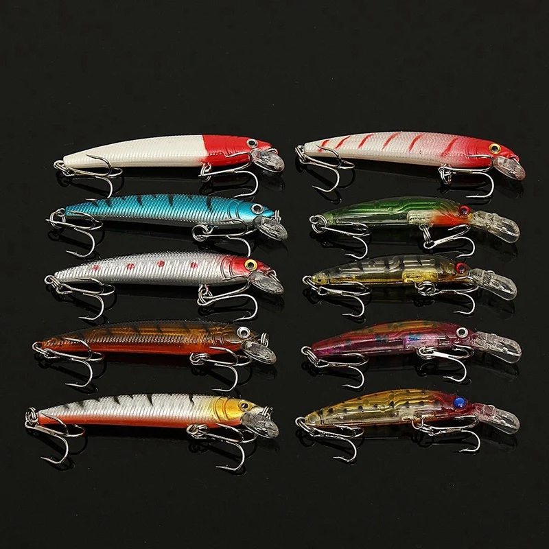 

56Pcs/Set Mixed Models Fishing Lures Minnow Lure Lifelike Artificial Crank Baits Tackle Treble Hooks Kit