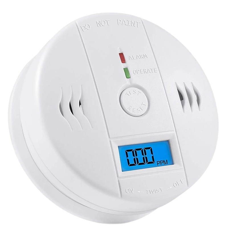 Carbon Monoxide Gas Detection Co Detector Alarm Lcd Portable Security Monitor Battery Powered Clock Warning (9V B |