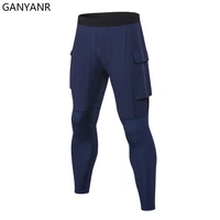 ganyanr compression pants gym running tights men leggings sportswear fitness sport sexy basketball yoga workout track pockets