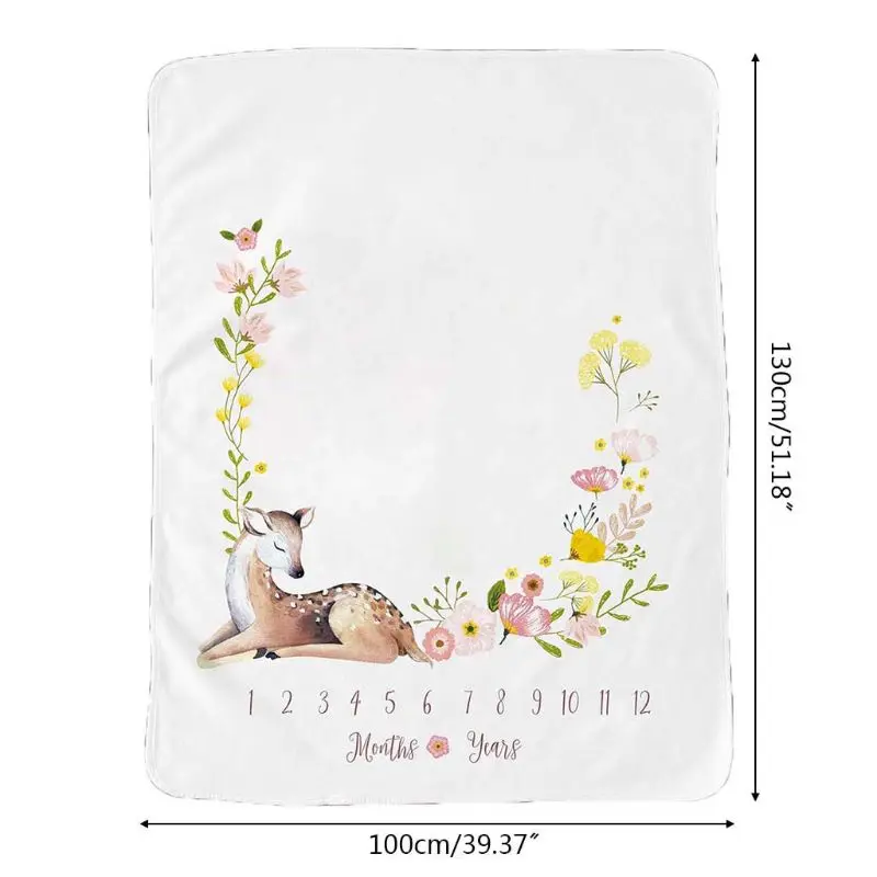 

Baby Monthly Record Growth Milestone Blanket Newborn Animal Pattern Photography Props Photo Creative Background Cloth Infant