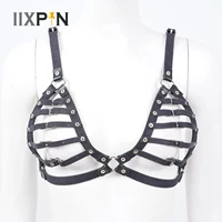 goth leather body chest harness chain bra tops chest waist belt gothic punk fashion metal girls festival body jewelry accessory