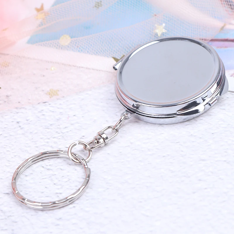 

1pc Portable Stainless Steel Folding Mirror Key Ring Keychain Mini Compact Pocket Cosmetic Makeup Cosmetic Mirror Various Shapes