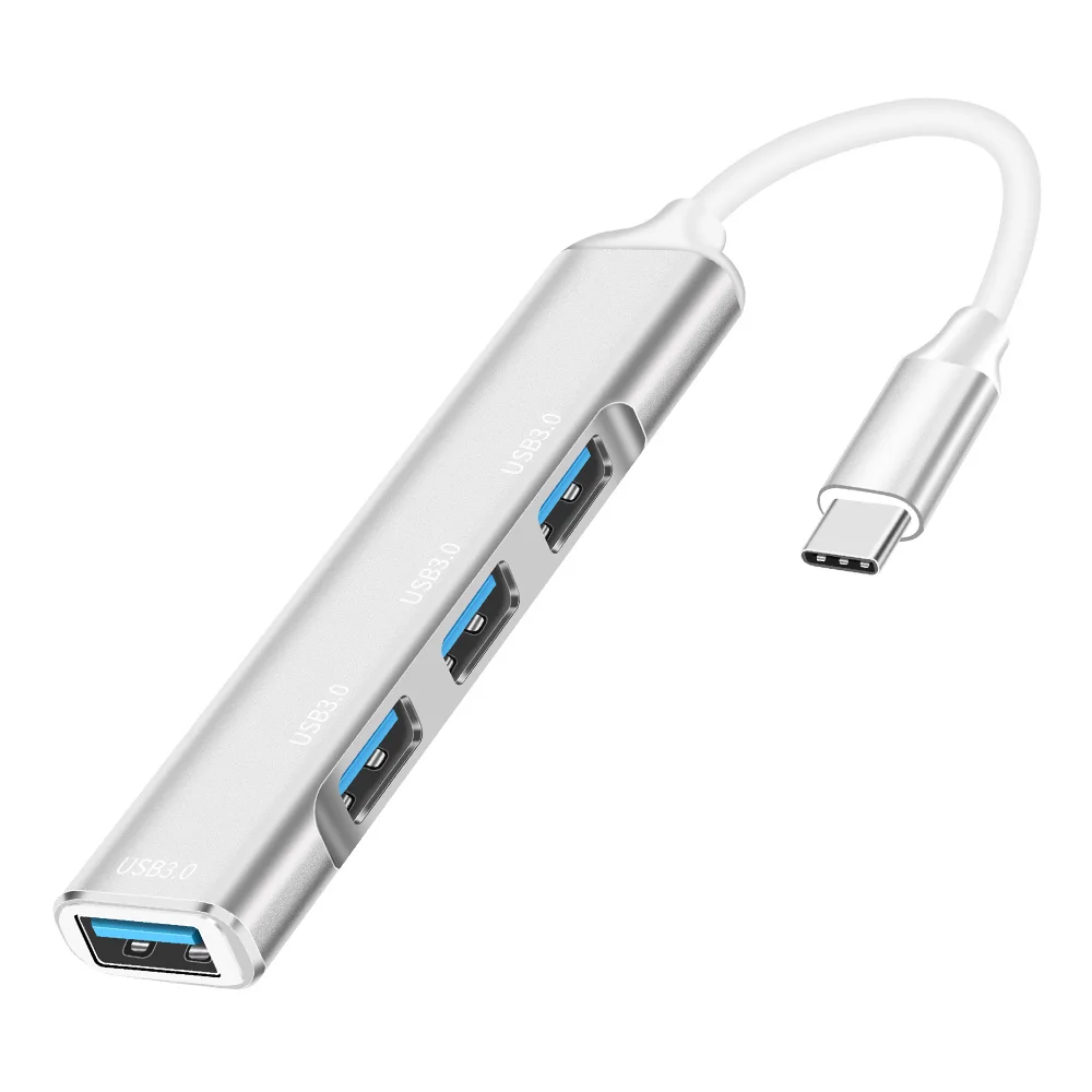 

Type C HUB Mini 4 Ports USB 3.0 Quick Charger Adapter Splitter Aluminum Alloy Portable Power Supply HUB for Laptop Mouse