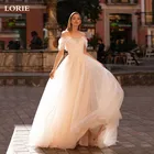 Свадебное платье принцессы LORIE с открытыми плечами, платье невесты без рукавов с аппликацией сердечком, трапециевидный корсет на спине