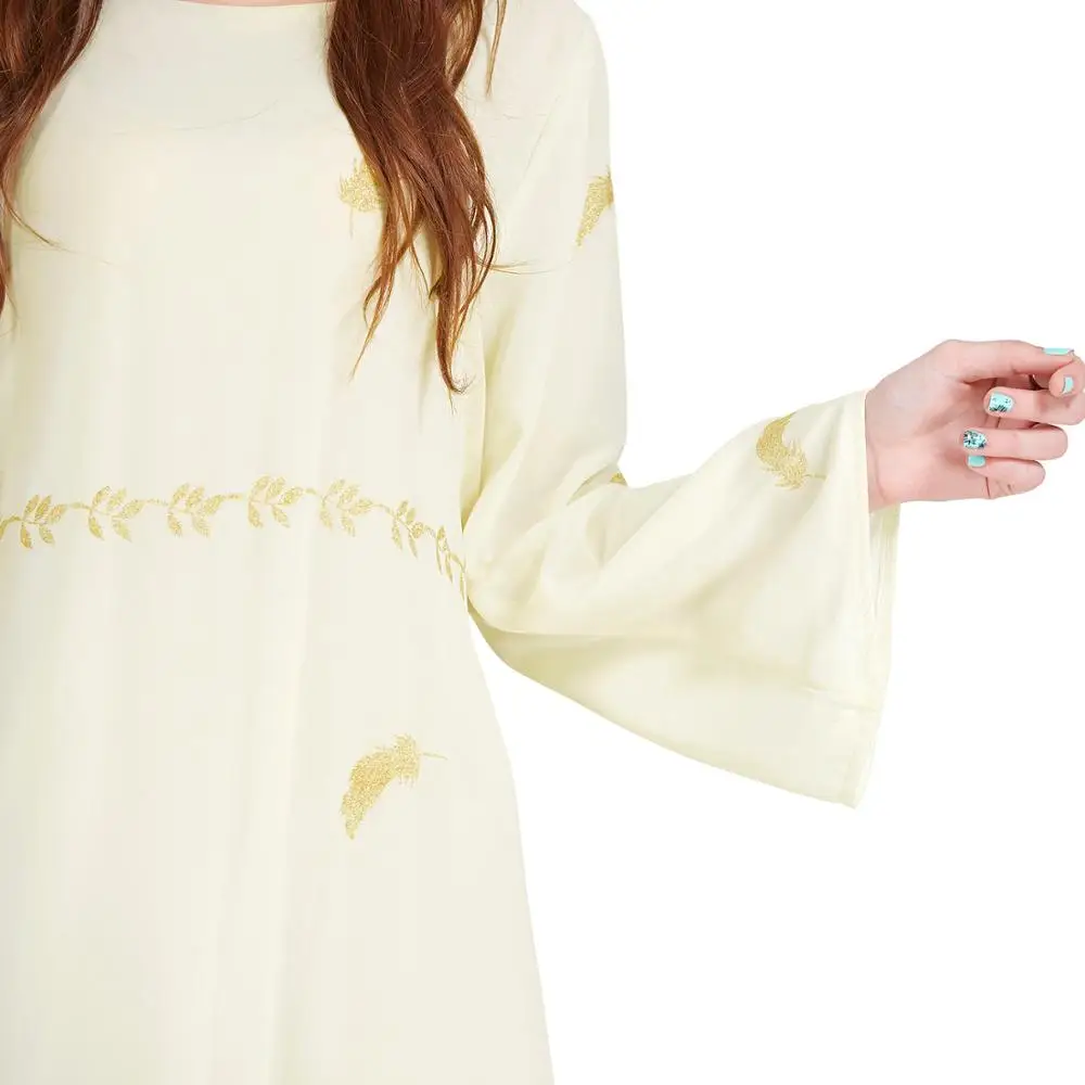 2019 Elegant Beautiful Muslim Turkey Islamic Women Maxi Skirt Bangladesh Dubai Abaya Feather Hot Stamping Chiffon Robes | Тематическая