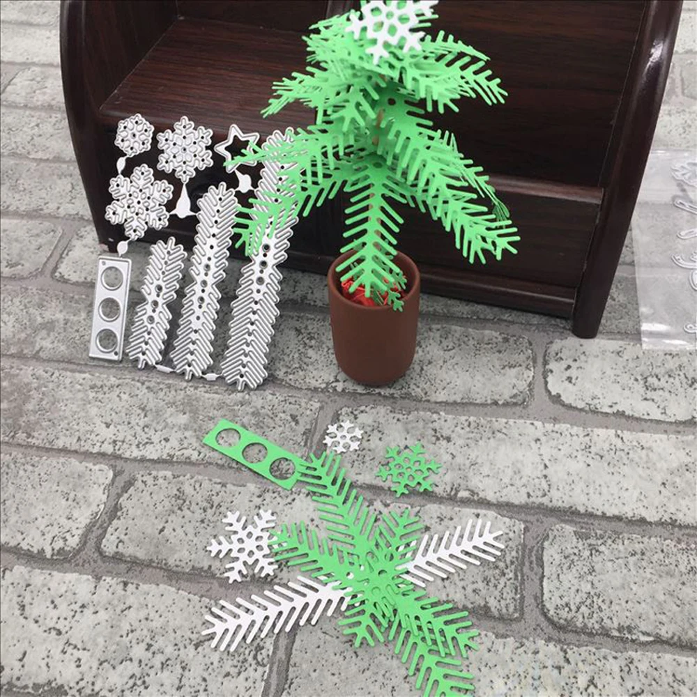8 шт./компл. DIY листья Рождественского дерева металлические режущие штампы набор для тиснения, скрапбукинга фотоальбом рождественские украшения