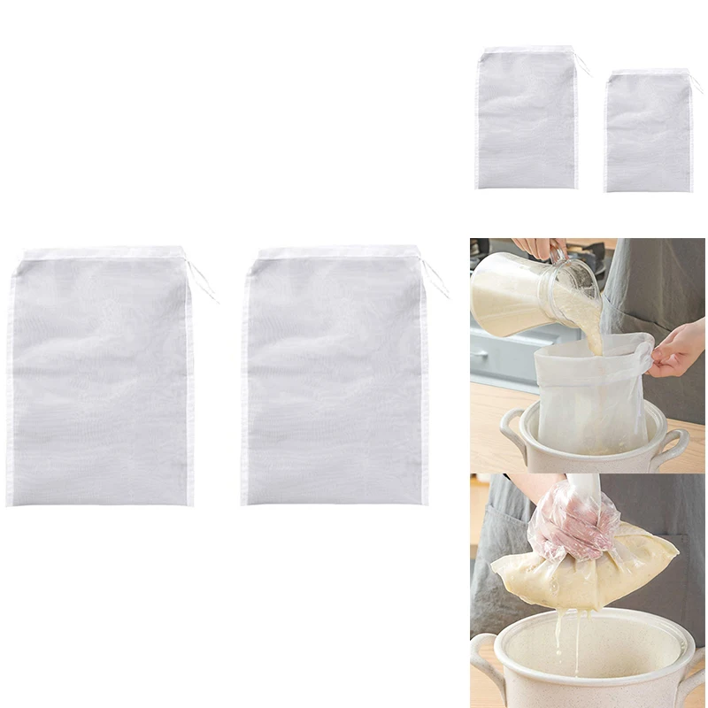 

2Pcs Fine Mesh Straining Bags Kitchen Food Strainer Bags for Milk Yogurt Coffee Brew Wine Tea Juice Cheese