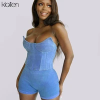 klalien casual sexy solid slim skinny strapless and shorts two piece set women activewear sports fitness tracksuit female